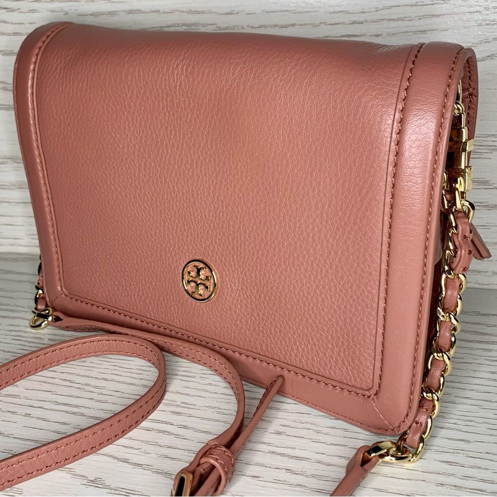 Tory Burch Landon Pebbled Leather Crossbody Combo Bag Chain Adjustable Strap - Picture 1 of 11